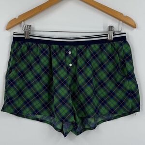 Aerie Plaid Sleep Shorts in Green/Blue | Medium
